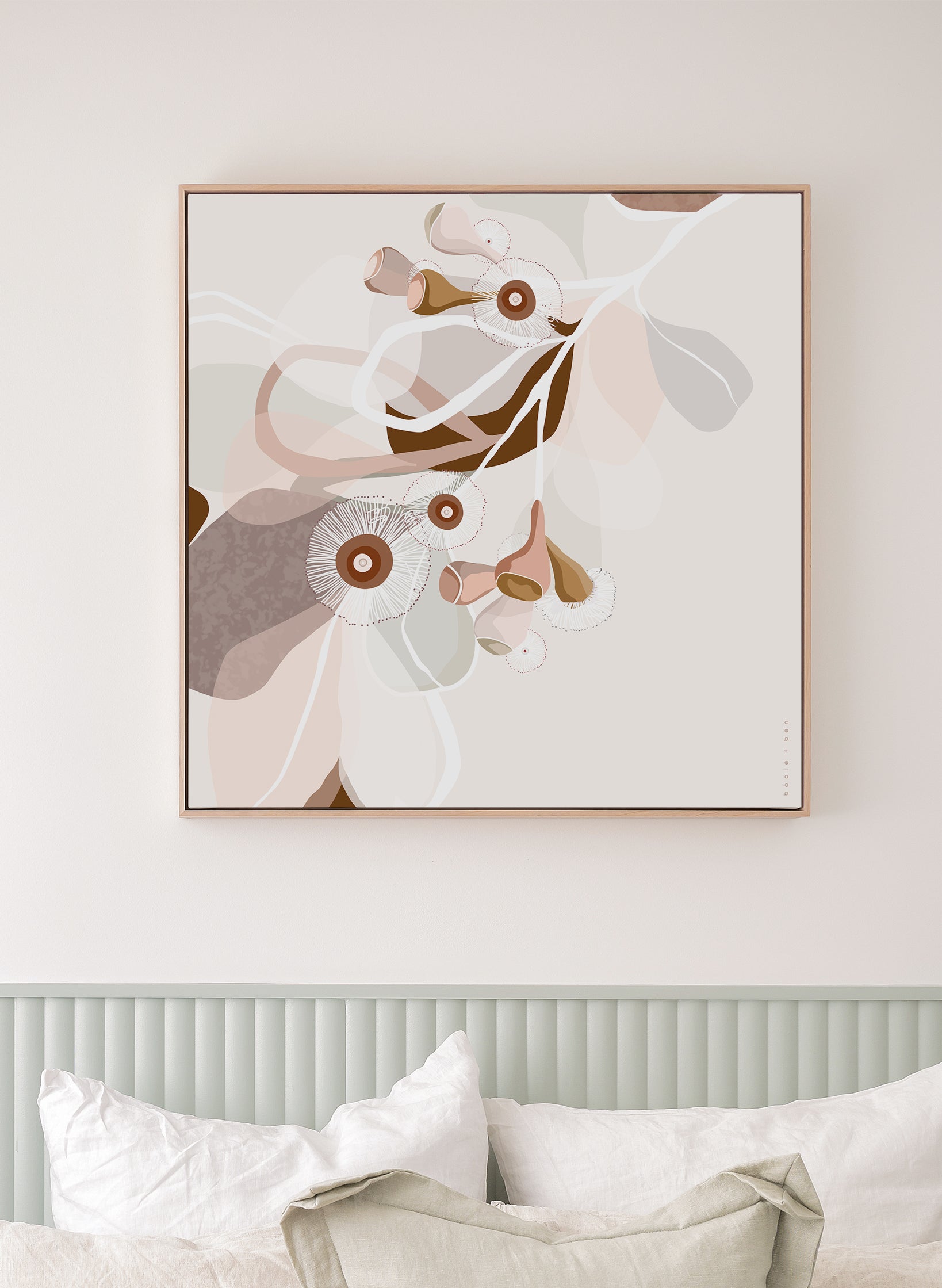 Booie and Ben - Botanical Artwork - Eucalypt Bloom 2 Terracotta - Bedroom